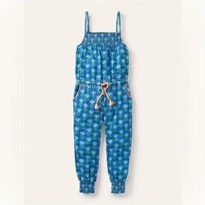 Mini Boden Girls Jersey Tassel Tie Jumpsuit in Morrocan Blue Size 11-12